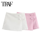 Pink White Mini Skirt For Women Summer Shorts