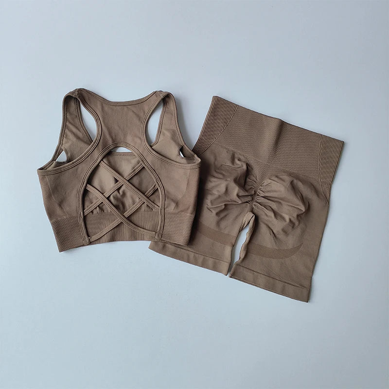 Back Sport Bra Yoga Dress Suit