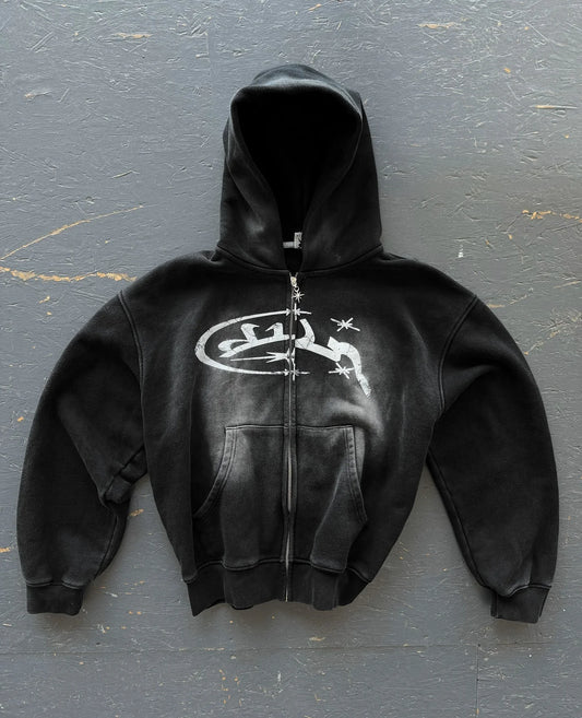 Vintage Fashion Print Zip Up Hoodies Sweatshirt Men and Women Streetwear