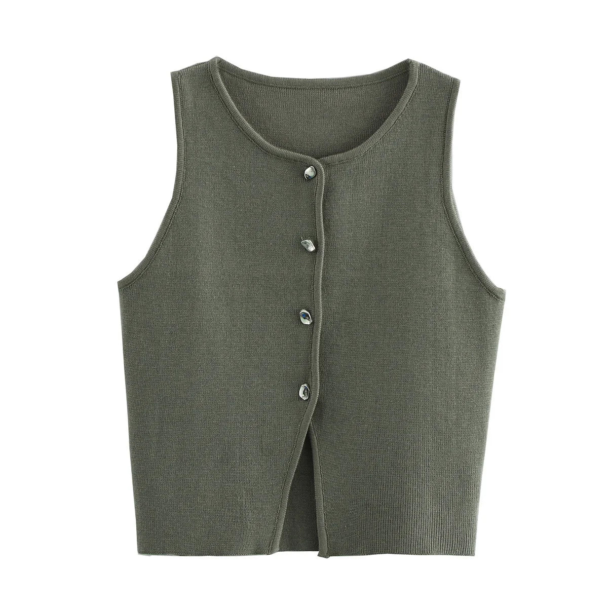 Women Button Short Tops Streetwear Vest