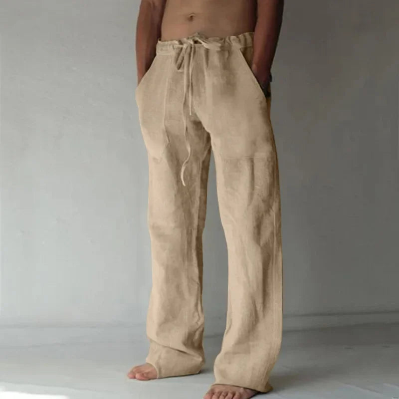 New Men's Cotton Linen Pants Fitness Streetwear