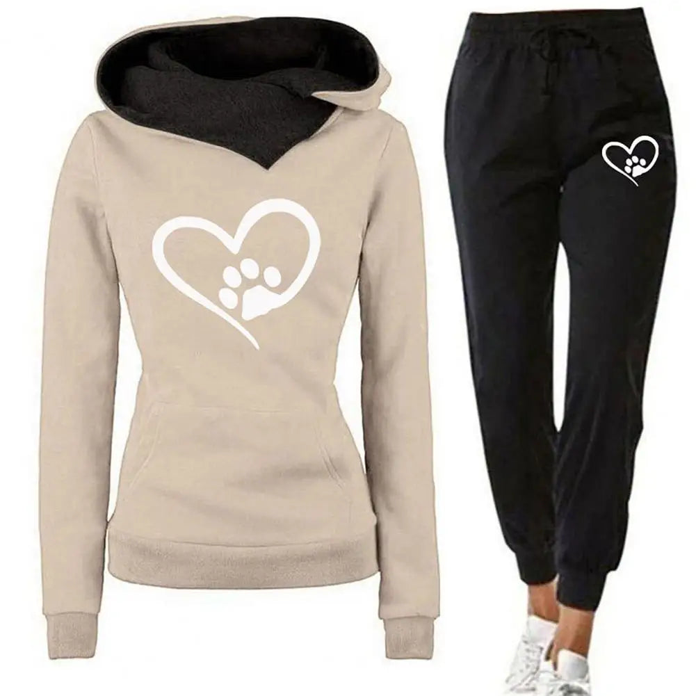 Women Sweatshirt Pants Sport Outfit Women's Hooded Sweatshirt Jogger Pants