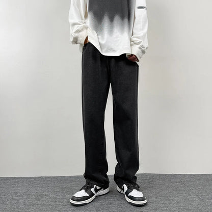2025 New Men's Casual Jeans | Korean Euro US Style | Straight & Wide Leg Denim Pants | Solid Color Trendy Design