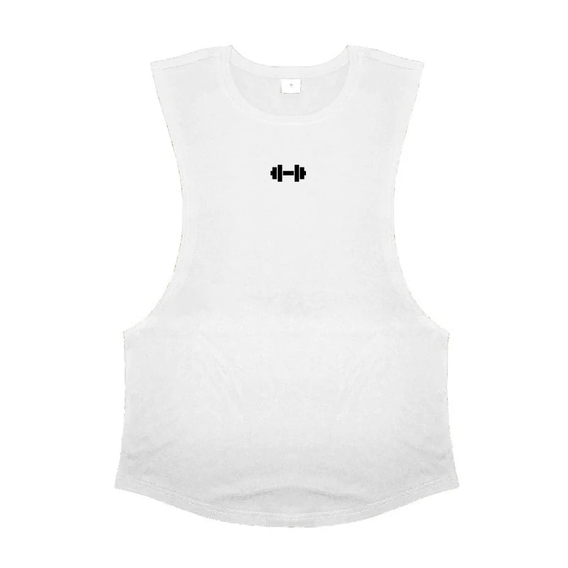 Cotton Breathable Side Slits Tank Tops Mens Bodybuilding Muscle Sleeveless Singlets Workout Shirts