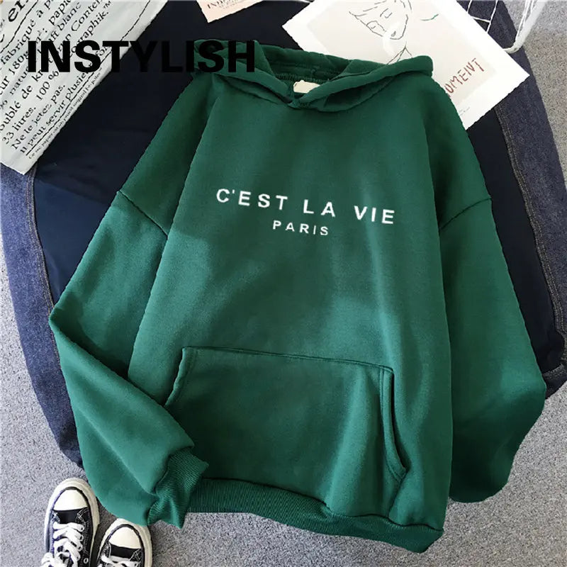 Women Casual Print Loose Hoodies Streetwear