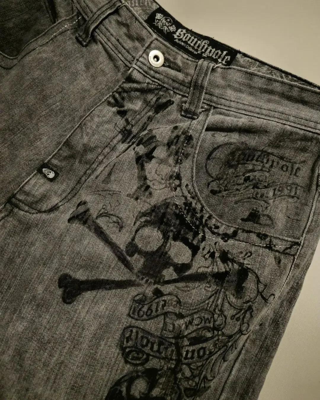 New American women's washed grey jeans Streetwear