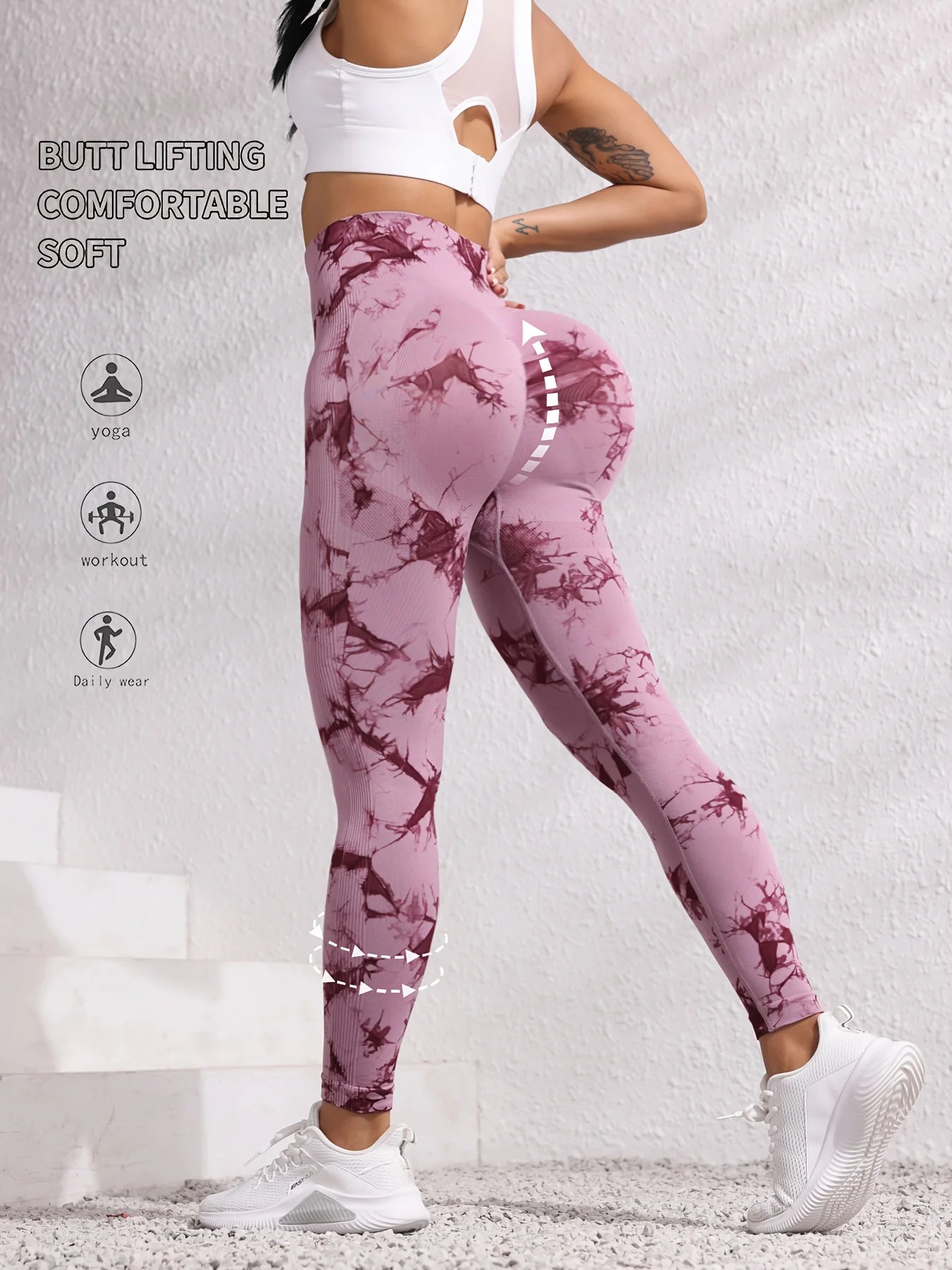 Gym Leggings Tie-Dye Yoga Pants for Women's