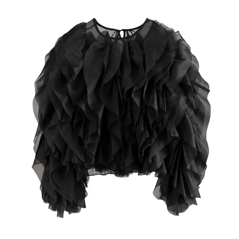 Ruffles Shirts For Women Pullover Blouse Female Fashion Style
