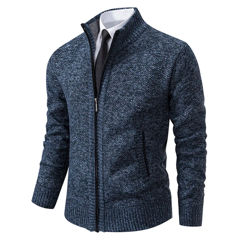 New Jersey Men's Casual Sports Coat Warm Zipper Cardigan