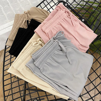 Women Ankle-Length Wide Leg Pants Casual  Female Trousers