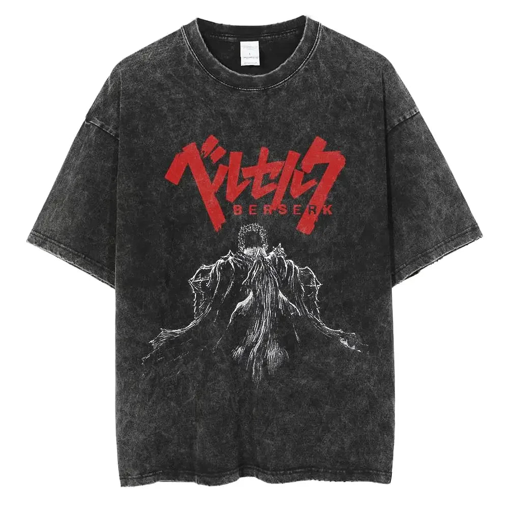 Men Streetwear T-Shirt Retro Vintage Washed T shirt Tops