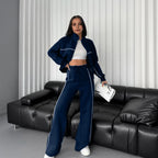 Women Sportwear Half-high Collar Pullover  Baggy Trousers