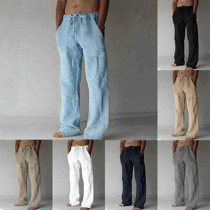 New Men's Cotton Linen Pants Fitness Streetwear