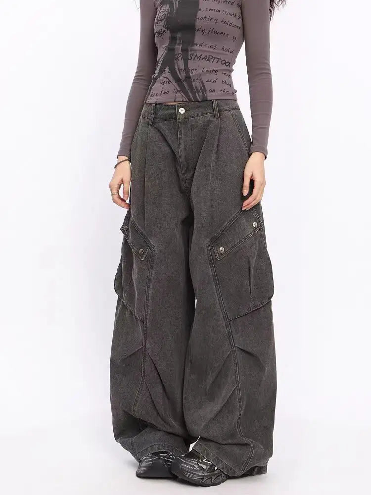 Women's Brown Cargo Jeans Baggy Clothes