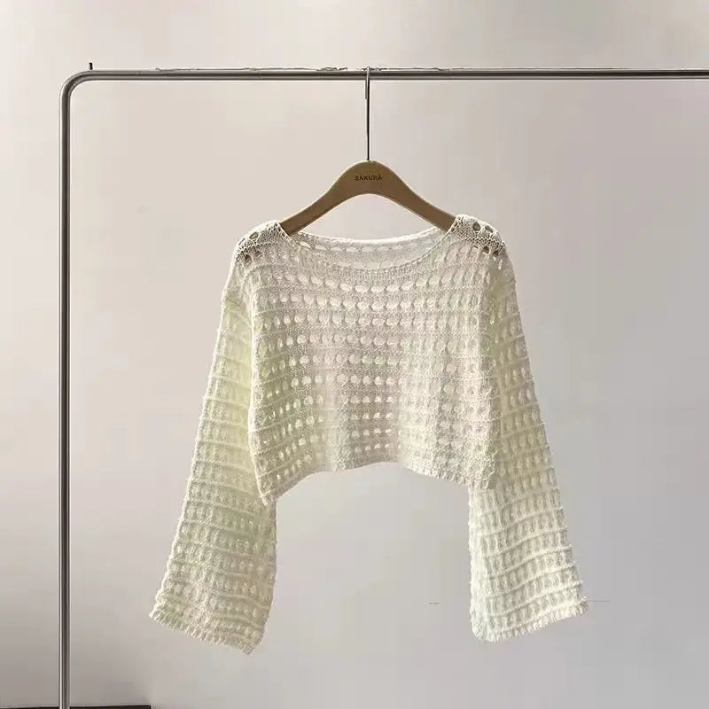 Top Summer Beach Bikini Cover Up Crop Pullover Wool Knitwear