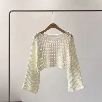 Top Summer Beach Bikini Cover Up Crop Pullover Wool Knitwear