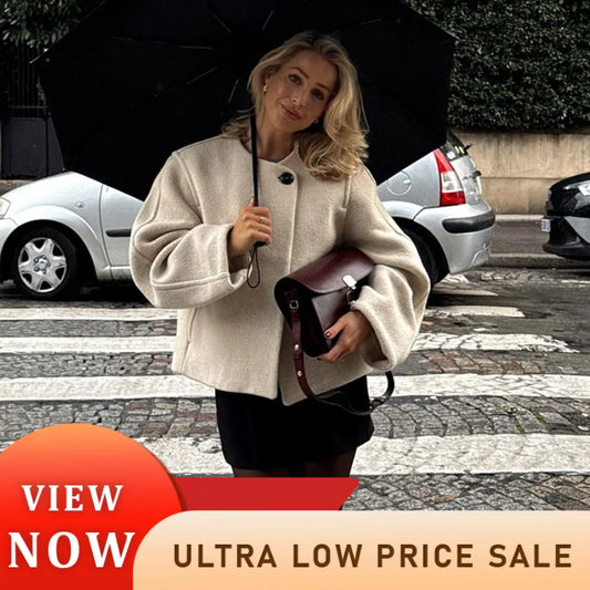 Jacket Fashion O-neck Long Sleeve Coat With Pockets