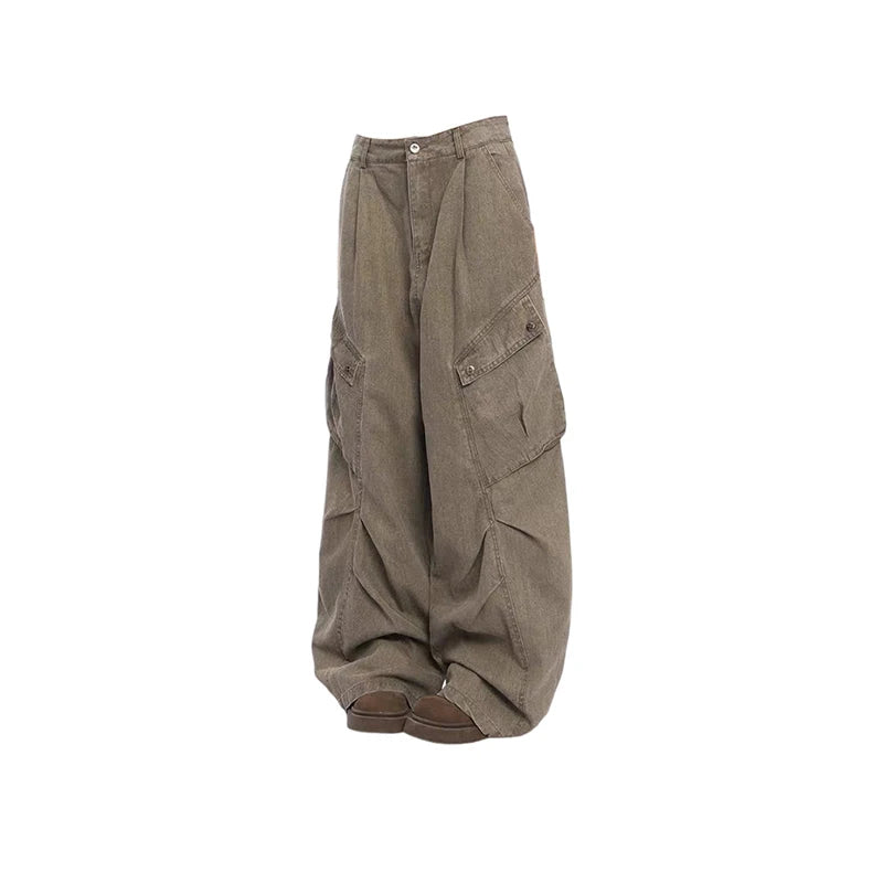 Women's Brown Cargo Jeans Baggy Clothes