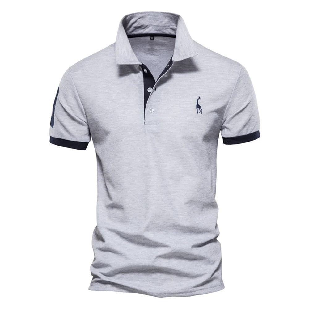 Polo Giraffe Shirt Men Quality Short Sleeve Polo Casual Business