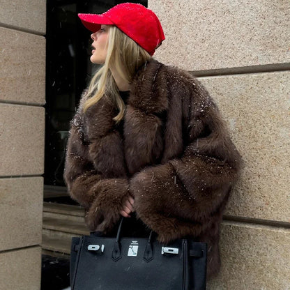 Coat Women Thick Warm Outerwear Fluffy Jacket