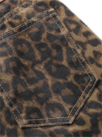 Leopard Print Jeans for Women Wide Leg Baggy Jeans