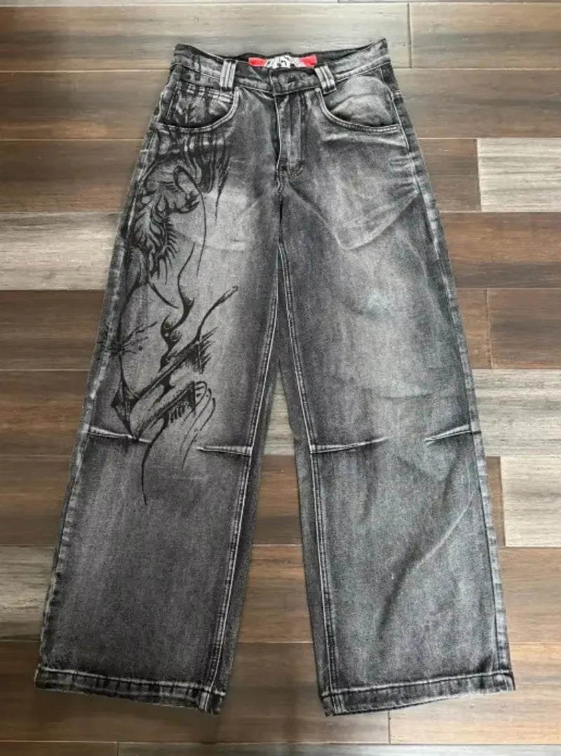 New American women's washed grey jeans Streetwear