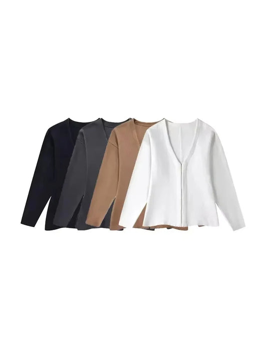 Women's Front Hook Fitted Knit Cardigan Sweater