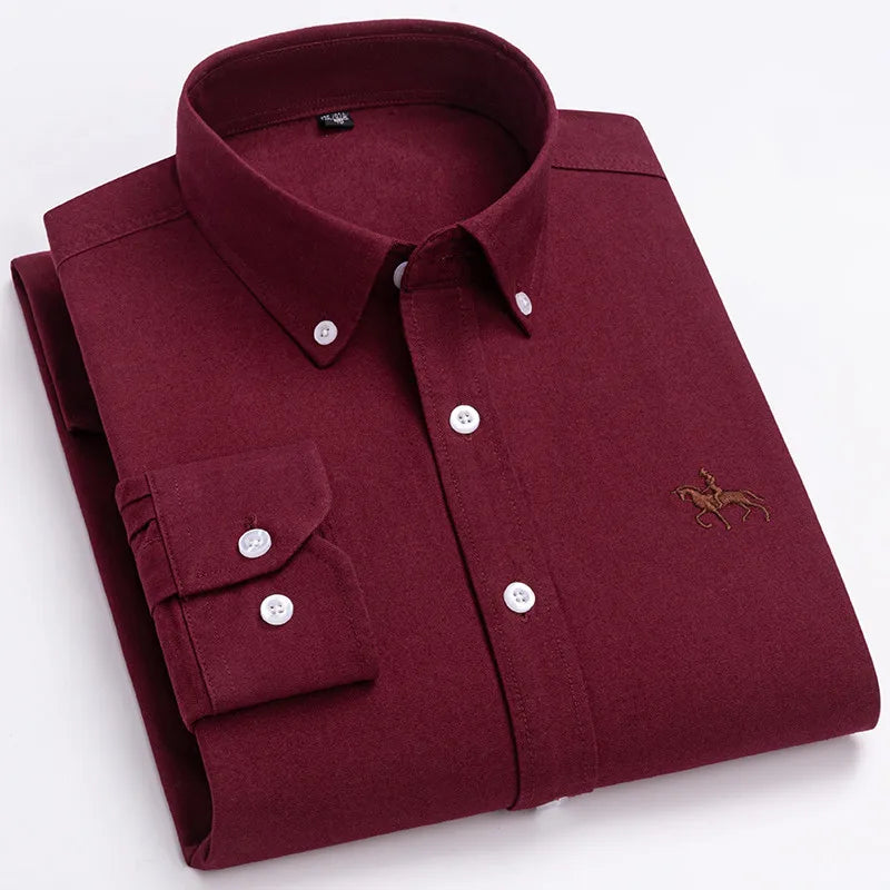 Mens Leisure Embroidered Horse Shirts Streetwear