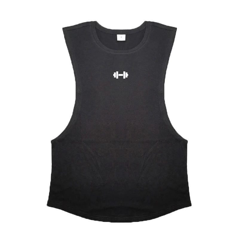 Cotton Breathable Side Slits Tank Tops Mens Bodybuilding Muscle Sleeveless Singlets Workout Shirts