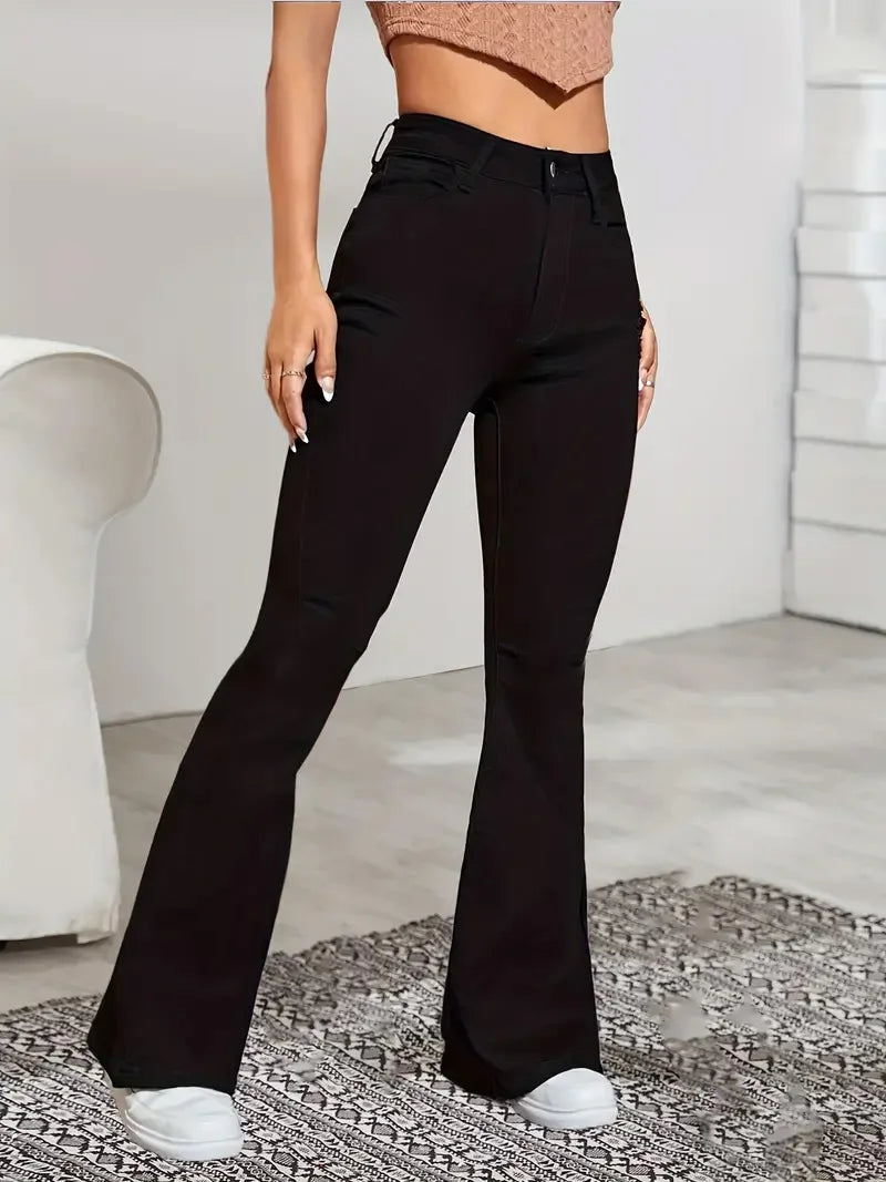 Women Flare Stretch Moustache Jeans Fashion Skinny Bell Bottom