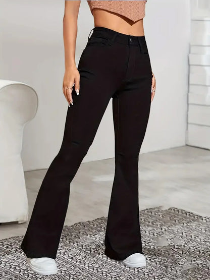 Women Flare Stretch Moustache Jeans Fashion Skinny Bell Bottom