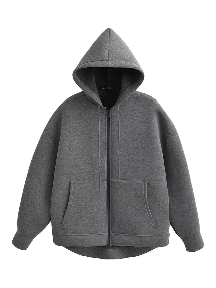 Women Jacket With Hood Long Sleeve