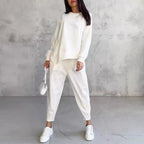 Women's Top Pants Set with Irregular T-shirt