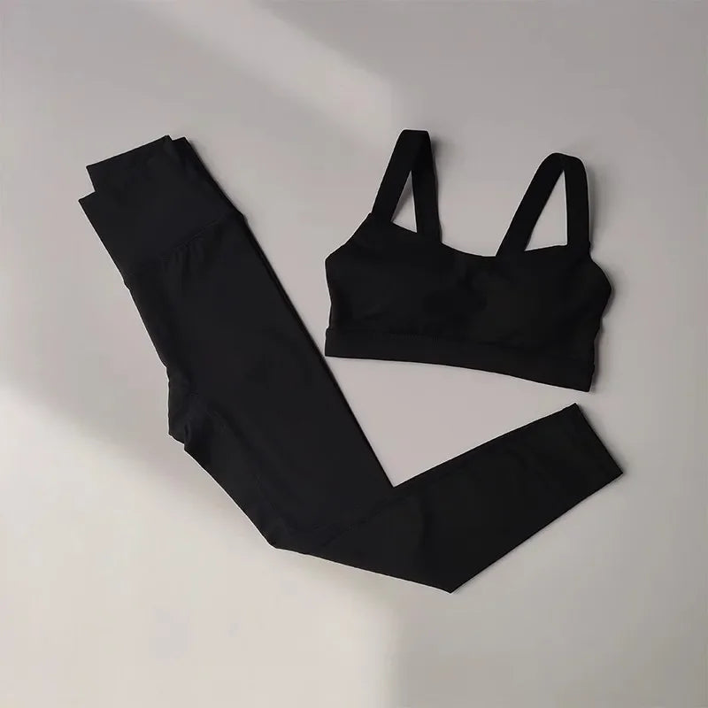 Yoga Suit Women Sports Bra High Waist Leggings Shorts Outfit