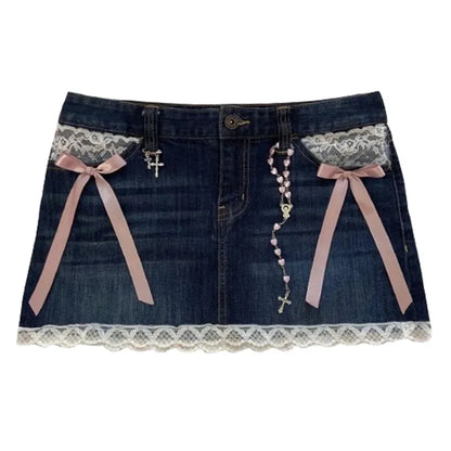 Retro Buddha Short Women Blue Loose Denim Shorts
