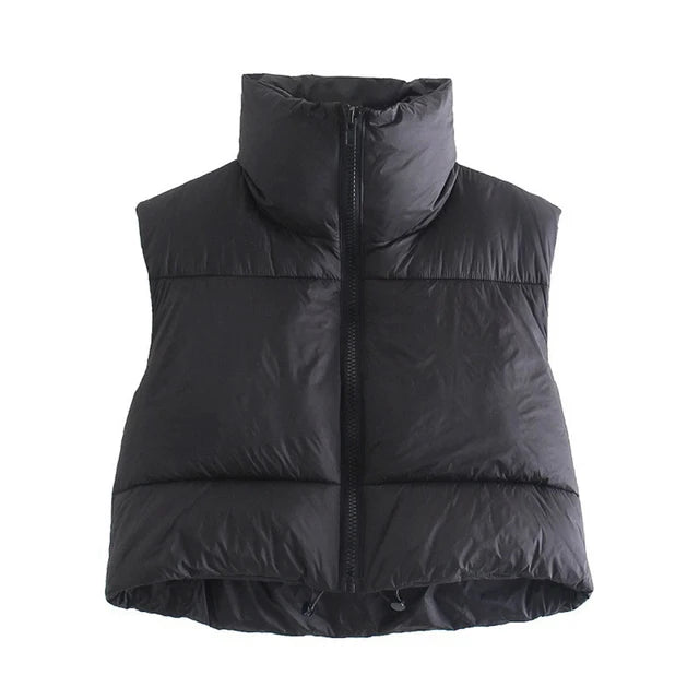 Women's Short Cotton Down Vest Jacket Tops