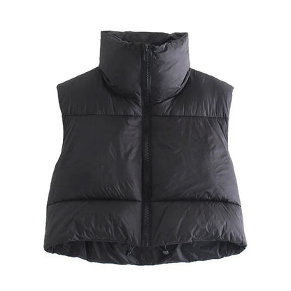 Women's Short Cotton Down Vest Jacket Tops