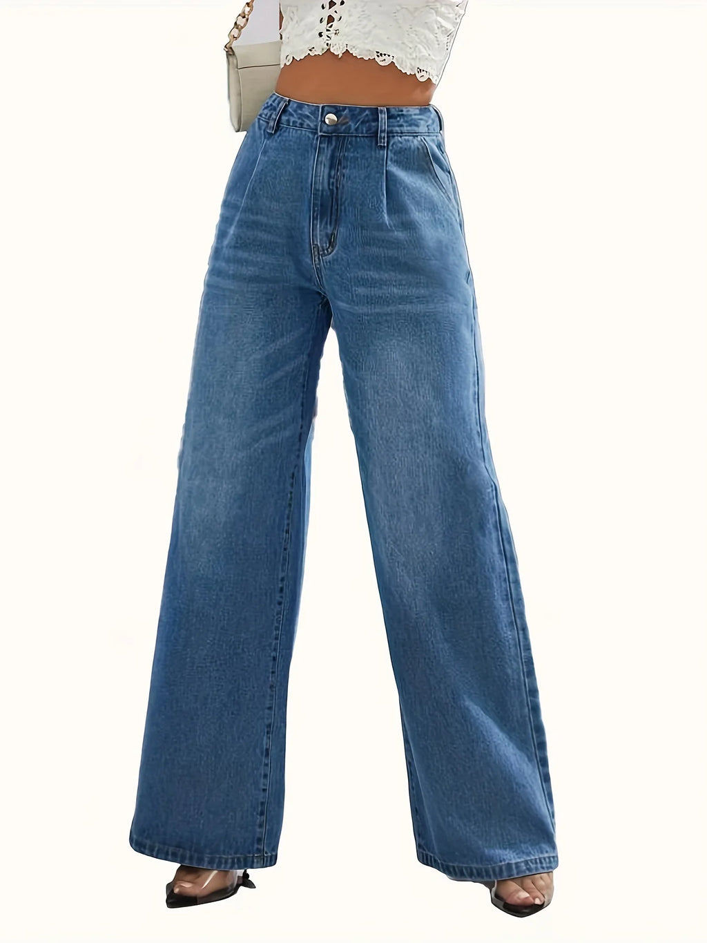 new women's cross-border European and American style light blue jeans women's straight pants