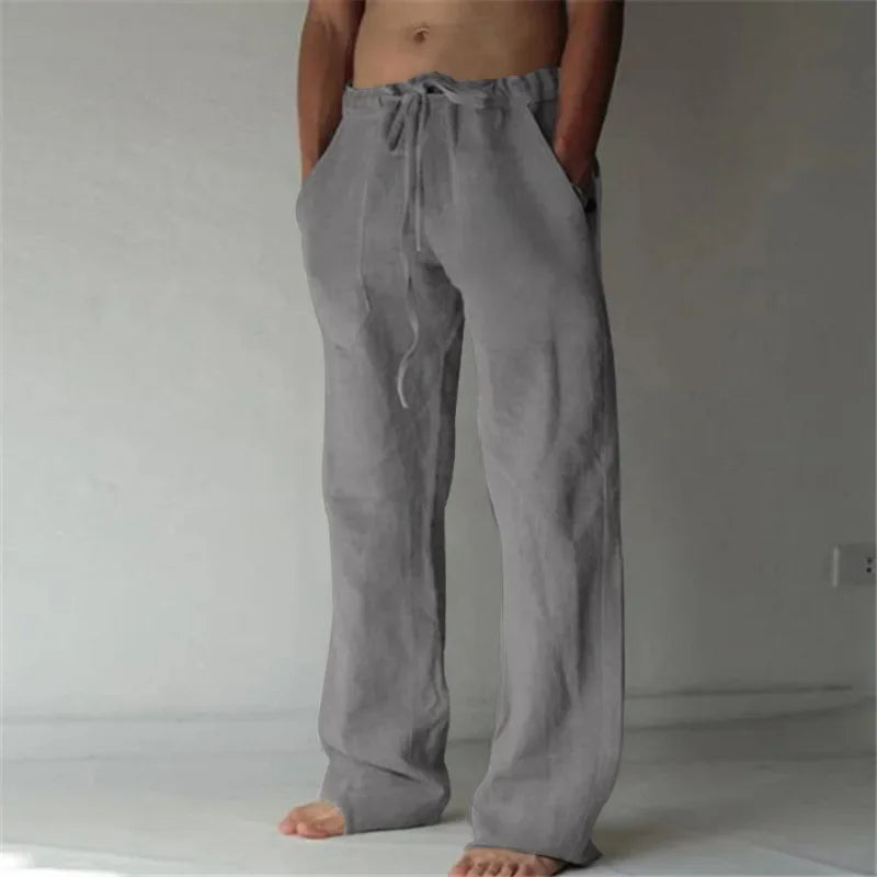 New Men's Cotton Linen Pants Fitness Streetwear