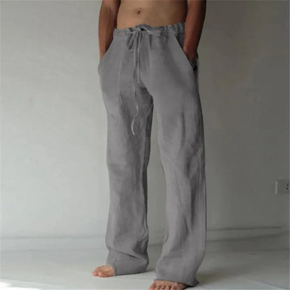 New Men's Cotton Linen Pants Fitness Streetwear