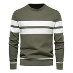 Men's Sweater O-neck Patchwork Long Sleeve Warm Slim Sweaters