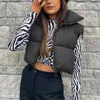 Women's Short Cotton Down Vest Jacket Tops