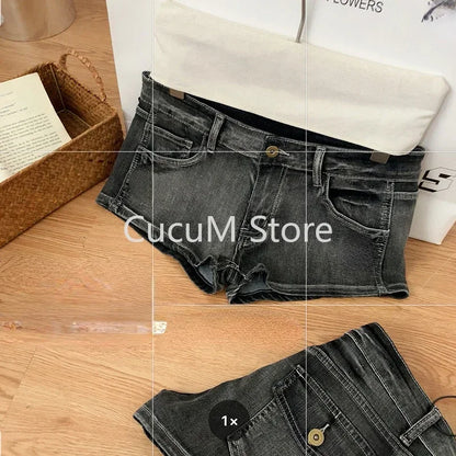 Women Streetwear Fashion 2000s Jean Shorts Denim Hot Pants