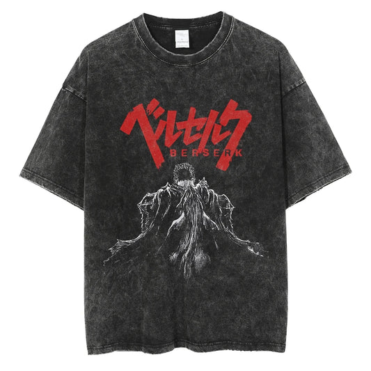Men Streetwear T-Shirt Retro Vintage Washed T shirt Tops