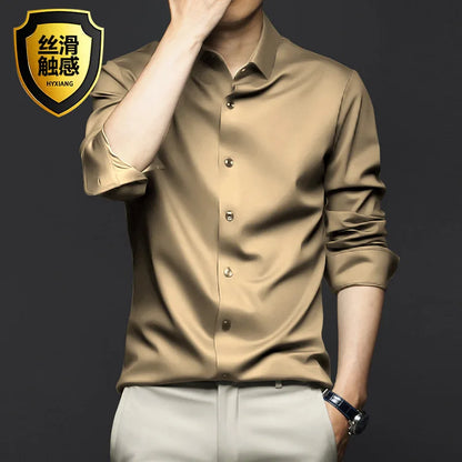 Men's Shirt Long Sleeve Casual Suit White Shirt