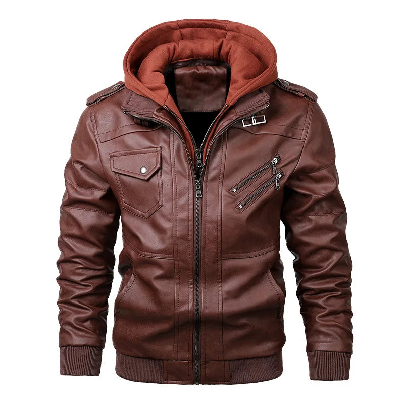 Men's Leather Jackets Autumn Casual Motorcycle Jacket Leather Coats