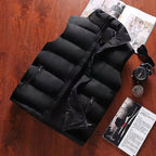 Mens  Jacket Warm Sleeveless Zipper Coat Autumn Stand-up Collar Casual Brand Clothing