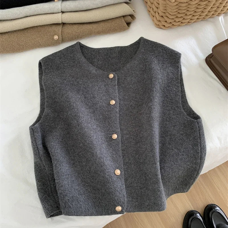 Women Cardigan Sleeveless Sweater Tanks Fashion