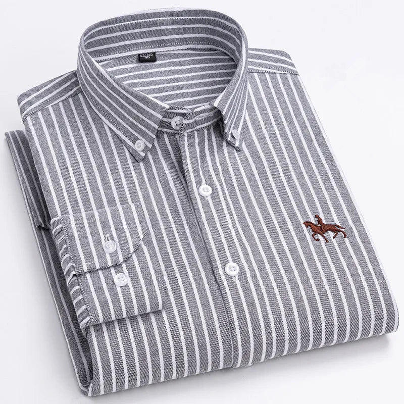 Mens Leisure Embroidered Horse Shirts Streetwear