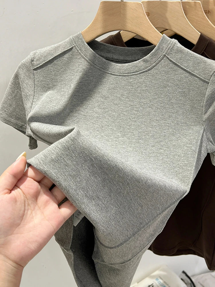 White T-shirt Cotton female short-sleeved